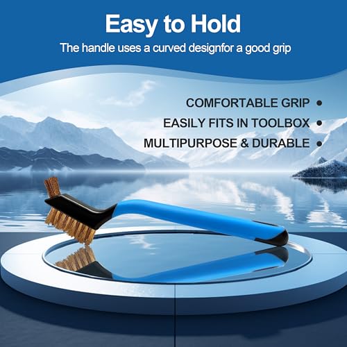 Mini Wire Brush Set 6Pcs - Nylon/Brass/Stainless Steel Bristles with Curved Handle Grip for Rust, Dirt & Paint Scrubbing with Deep Cleaning - style: Nylon, brass, stainess 6pcs