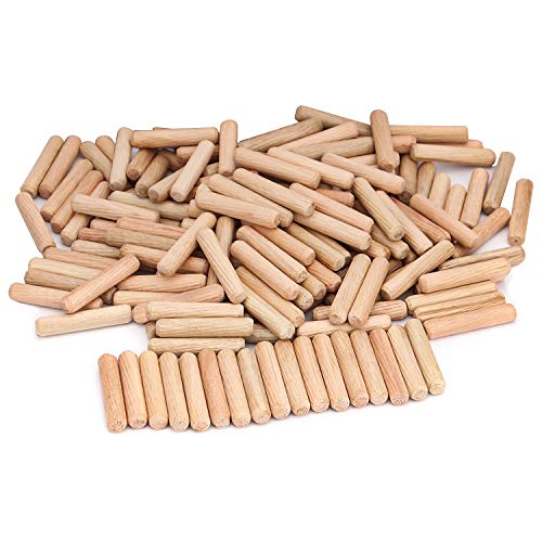 ZOENHOU 1000 PCS 3/8" x 1 1/2" Wooden Dowel Pins, Straight Dowel Rods Made of Hard Wood, Fluted Wood Dowel Plugs with Beveled Ends Tapered for Easy Insertion, Accessory Kit for Woodworking Furniture - size: 3/8" x 1 1/2"