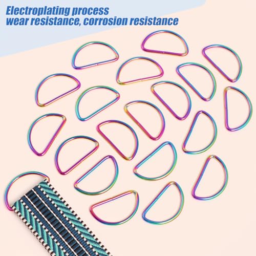 PECMER Rainbow 1.5 Inch D-ring Welded -20 PCS D Rings Buckle for Sewing Dog Collar Making Supplies/Bag Hardware/Webbing Straps Belt Ring - color: Rainbow D-ring-20 Pcs-1.5 Inch