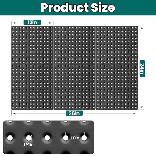 EVERHANGER Metal Pegboard Panels 24" x 12", Heavy Duty Peg Board for Garage - size: 3 Pack 24" x 12"