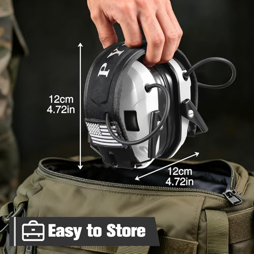 Electronic Shooting Ear Protection w/Gel Pads, 23dB NRR Active Noise Reduction & 3X Amplification Headset for Shooters - color: White
