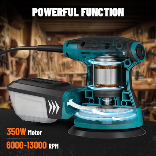 DOVAMAN Orbital Sander, Up to 13000 rpm, 3A Random Orbit Sander, - color: A-blue
