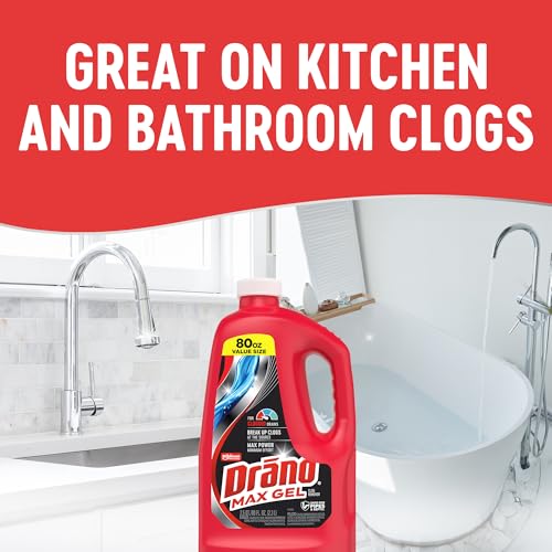 Drano Max Gel Drain Clog Remover & Cleaner, Safe for All Pipes/Septic, 80oz - size: 80 Fl Oz (Pack of 1)
