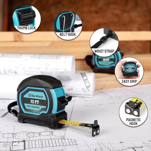 DURATECH 12FT Magnetic Double-Sided Tape Measure, Easy Read Measuring - size: 12 FT, style: 2 Pack