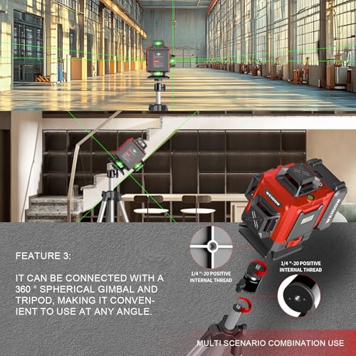 WEIDDW Laser Level 360° Green Cross Line Self Leveling Laser Measuring Tool - size: L