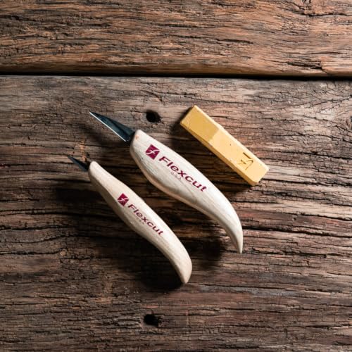 Flexcut Whittler’s Knife Kit (KN300) 2-Piece Set with KN13 & KN27 High-Carbon Steel Blades, Ergonomic Ash Wood Handles, Gold Polishing Compound, 5.2 oz, Made in USA - style: Whittler's Kit