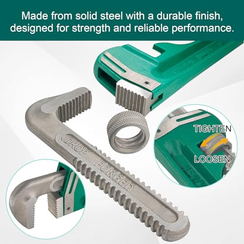 10in Heavy Duty Adjustable Pipe Wrench Non-Slip Plumbing Tool - size: 10in