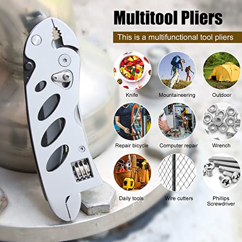 Multitool Wrench With 7 Tools/Pliers/Wire Cutter/Flat Screwdriver/Phillips Screwdriver/Portable Folding Multifunctional Adjustable Multi Purpose Stainless Steel Tool