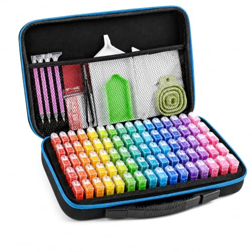 MERATIA Diamond Art Painting Storage Case Organizer, 80 Slots Containers - color: Blue 80 Slots