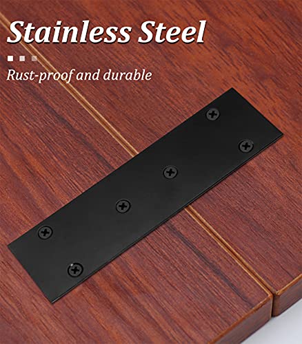 Bonsicoky 4Pcs Flat Straight Brace Brackets, 6.7 x 1.9 / 169 x 48mm - size: 6.6" x 1.9" - 4 PCS, style: Black