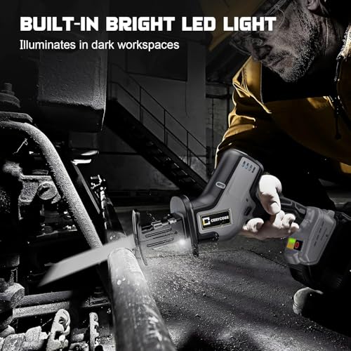 Cerycose Cordless Reciprocating Saw Compatible with DeWalt 20V Battery, Brushless motor, Variable Speed 0-3000 Spm, Tool Free Blade Change, 4 Saw Blades for Wood/Metal/PVC Cuts (Tool Only) - style: One-handed for dewalt battery