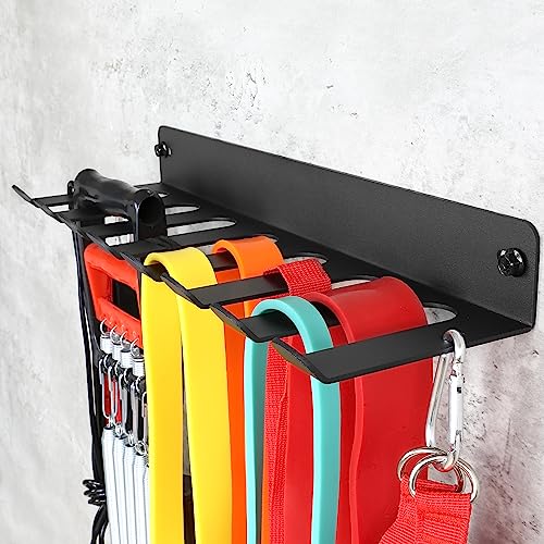 Multi-Purpose Gym Equipment Storage Rack Resistance Bands Storage Hanger Barbell Rack Heavy Duty Gym Rack for Exercise Bands, Lifting Belts and Jump Ropes - color: 17" / 8 prongs