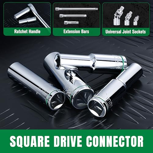 SK 1/2" Drive Socket Set, Deep Metric Sockets, 11-Piece 10-20mm - size: Deep, style: Metric