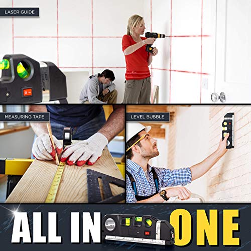 Stud Finder & Multifunction Device (Laser Level line, Leveler, Metric Ruler) - Stud Finder Wall Scanner With Laser Level Can Be Used as Pictures Hanging Tool and Ruler
