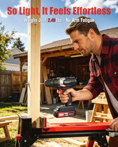 AVID POWER 20V Cordless Electric Drill Set 3/8“ Power Driver Kit for DIY - color: 3-black