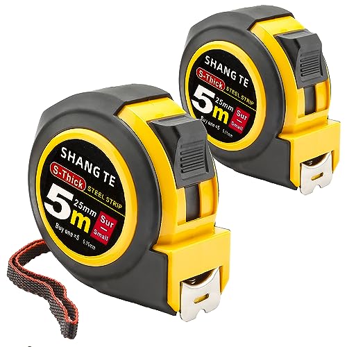 2 Packs Measuring Tape Retractable 16 ft, Steel Tape Measure, 16-Foot Basics Self-Locking Measurement Auto Lock Tape Rule Imperial/Metric Tape Measure for Body Measurements Handicraftsman - color: 2 Pack, size: 16 ft