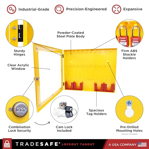 TRADESAFE Lockout Tagout Station, Lock Out Tag Out Station Unfilled - No Loto Devices Included, Wall Mount Loto Kit Cabinet, Lockout Station 22-1/2 x 18 x 3 inches - style: Unstocked