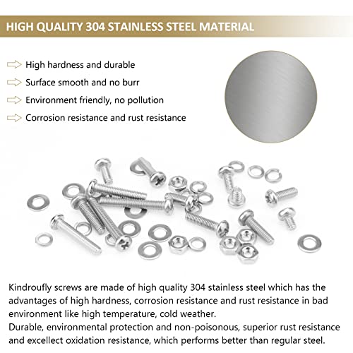 542 Pieces M3 x 6/8 /12/16 /20/25 /30mm Phillips Pan Head Machine Screws Nuts Washers Assortment Kit, 304 Stainless Steel, Fully Machine Thread - size: M3, style: Phillips Pan Head