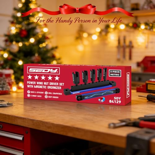 5-Piece Wing Nut Driver Set (10mm,12mm,14mm,16mm,18mm) with Magnetic Aluminum Storage Rail, 1/4" Hex Shank Wing Nut Driver Bit Set, Metric Wing Nut socket Set for Wing Nut, Eye Bolt, Wire Twisting - style: 5 Pcs Wing Nut Driver Set(10-18mm)