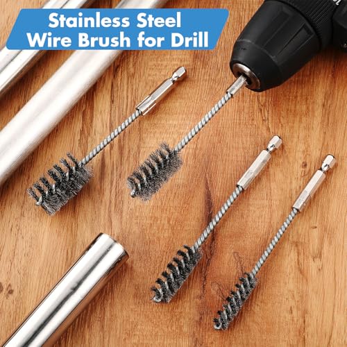 Hicarer 4 Pcs Wire Bore Brush for Power Drill Set, Stainless Steel