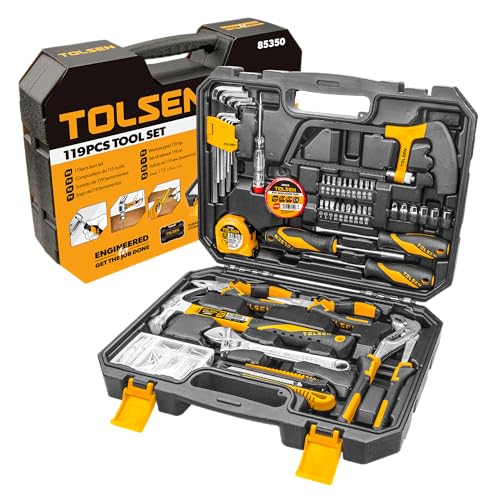TOLSEN Home Repair Tool Set General Household Hand Tool Kit with Toolbox - size: 119 PCS