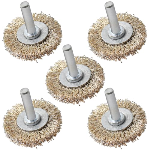 Brass-Coated Wire Brush Set – Wheel, Cup & End Brushes with 1/4" Hex Shank, Heavy-Duty Carbon Steel Bristles for Rust Removal & Paint Stripping (Copper Plated Steel) - style: Copper Plated Steel