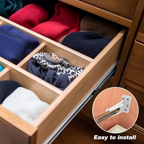 Chunful 2 Pair Rear Drawer Track Socket Back Plates Mounting Brackets,White | With Screws for Install, Replacement Socket for Drawer Slide Repair, Left Right Pair for Cabinet Furniture Rear Mounting - color: White