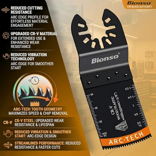 Bionso 35PCS Oscillating Tool Blade Cuts Wood and Metal, Sharp and Durable Titanium Multitool Blades, Multi Tool Blades Kits, Oscillating Saw Blades Fit Dewalt Milwaukee Ryobi Makita Worx Rockwell
