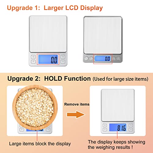 BOMATA Upgraded Small Food Scale with 0.1 g/0.001 oz High Precision - size: 0.1g/3kg Silver