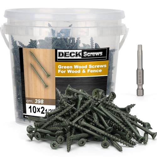 Deck Screws #10 x 2-1/2’’, T25 Star Torx Drive Flat Head Wood Screws, Green, 5lb - color: Green, size: 10X2-1/2’’
