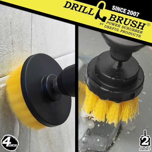 Drill Brush - Drill Brush Kit - Drill Brushes for Cleaning - Shower Cleaner - color: Yellow