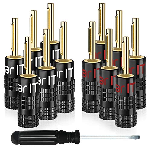 GEARit 12 Gauge Speaker Wire 100FT, 12/2 CCA Cable with 12 Banana Plugs - color: Black (with Banana Plugs), size: 12AWG / 100 Feet