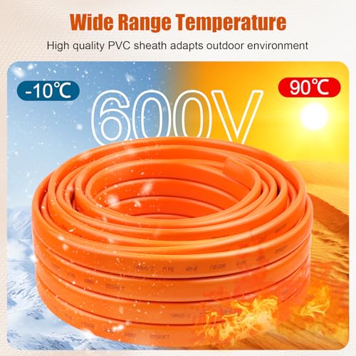 10/2 Wire with Ground - 15FT 10 Gauge NM-B Non-Metallic Sheathed Cable 100% Pure Copper 10 AWG 2 Conductor Residential Indoor Wire for Outlets, Switches, Other Loads and Lighting Wiring Projects etc. - size: 15FT, style: 10AWG/2