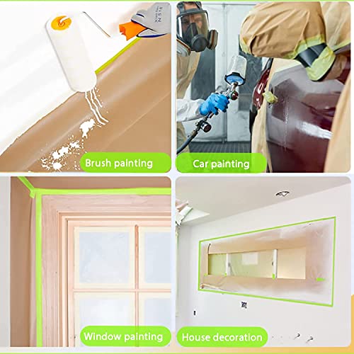 Pre-Taped Masking Paper-24 inch x 50 feet Automotive Paint Masking Paper, Painters Paper for Cars and Auto Body,Floor Protection,Wall Covering (1 roll)