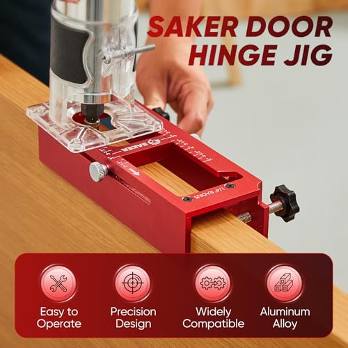 Saker Door Hinge Jig and Deep Hole Pencil Set,Aluminum Alloy Doors Hinges Router Jig,Adjustable Doors Jamb Hinge Jigs,Fits Door Hinges from 2.5" to 5" Length and Thicknesses,Radius 1/4” or Radius 5/8” - size: Door Hinge Jig and Deep Hole Pencil