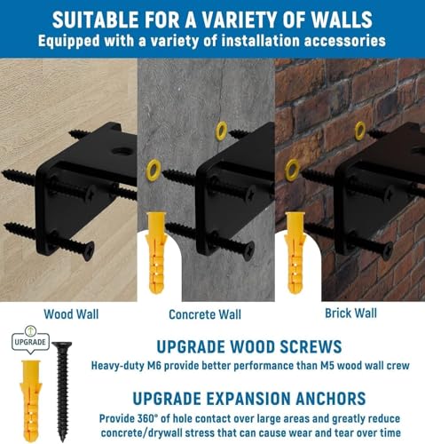 LEOPO 12 inch 8 Pack Floating Shelf Brackets, 1/5" Thick Hidden L Bracket - color: black-8 pack, size: 12 Inch