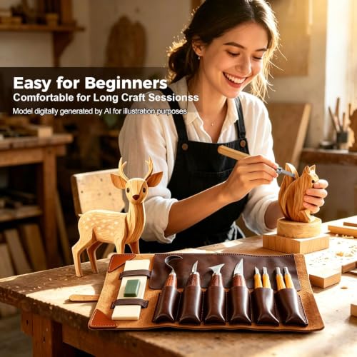 Wood Carving Kit for Beginners-Whittling Kit with Wood Blocks and Paint Set - color: Christmas