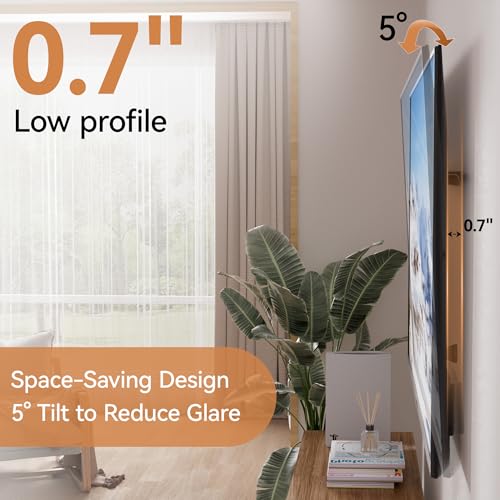 Studless TV Wall Mount for Drywall, No Stud Hanger for 12–55 Inch, No Drill Wall Mount TV Bracket, VESA Max 400x400, Up to 100lbs, Low Profile, Tilts 5°, No Damage, Easy Install for Rental Apartment - size: 12"-55"
