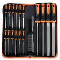 KUZURYU 31PCS Metal File Set - 4 Metal Files for Steel and 12 Needle Files with Steel Brush, Tool Bag, Riffler File, 12 Sandpaper and Gloves, Suitable for Metal and Wood Processing - size: File Set-31pcs