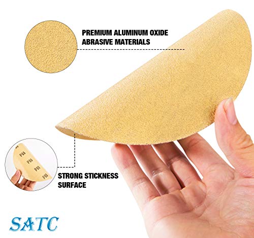 S SATC 100 PCS PSA Sanding Discs 6 Inch Adhesive Backed Sandpaper 80 Grit Sander Attachment for Drill Self Stick Aluminum Oxide Round Automotive Sandpaper with Sticky Back - style: 80 Grit