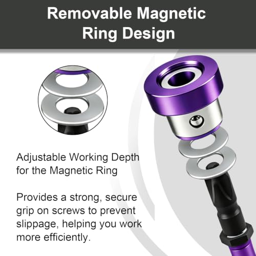 6pcs Drywall Screw Setter Set, 1/4" Hex Adjustable Depth Positioning Bits with Magnetic Bit Holder Extension Bar, Magnetic Positioning Screwdriver Bits, for Sheetrock and Plasterboard Screws (Purple) - color: Purple