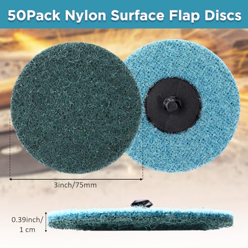 50 Pcs 3 Inch Sanding Discs Blue Quick Change Sanding Discs | Nylon Surface Conditioning Grinder Wheels for Angle Grinder, Stock and Rust Removal, Grinding, Deburring - color: Blue, size: 3 Inch