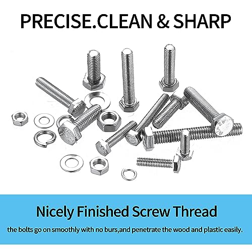 Hex Bolts and Nuts and Washers Assortment Kit, 496 Pcs Metric Hex Head Nuts and Bolts Kit, Stainless Steel Machine Screws Bolts Nuts Flat & Spring Lock Washers Set - M4 M5 M6