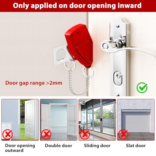 Portable Door Lock for Travel 2-in-1, Hotel Door Locks for Travelers Security, Door Lock Self-Defense Security Device for Home, Apartment, Hotel, Living Motel, School Dorm, House