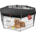 PJYuCien Playpen Top Cover for 24'' Width 8 Panel Pen, Hook Connect, Black - color: Only Black Top Cover, Elastic Buckles Connections
