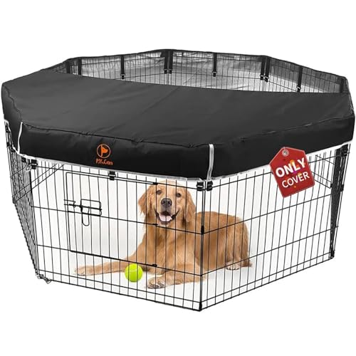 PJYuCien Playpen Top Cover for 24'' Width 8 Panel Pen, Hook Connect, Black - color: Only Black Top Cover, Elastic Buckles Connections