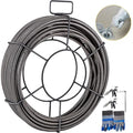 VEVOR Drain Cleaning Cable 75ft x 1/2 inch Solid Core Cable Sewer Cable, Drain Auger Cable Cleaner, Snake Clog Pipe Drain Cleaning Cable W/Four Shapes of Cutters - style: 75Ft x 1/2Inch