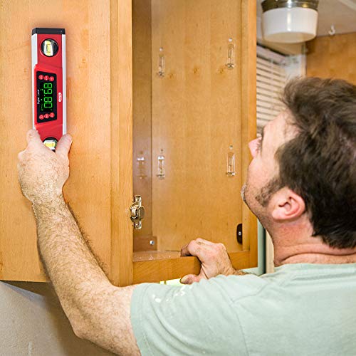 Digital Angle Finder and Level Gauge 10 Inch - Magnetic Level with Neodymium Magnets & V-Groove Base, IP54 Water Resistant, Bright LED Display, Carrying Bag for Precision Engineering and Construction