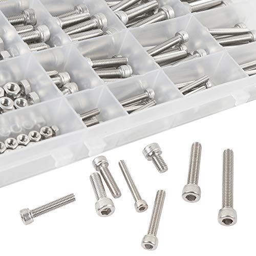 newlng Nuts and Bolts M3 M4 M5 M6 Nuts Kit 304 Stainless Steel Hex Socket Head Cap Metric Machine Screws Set for Bicycles 3D Printer Repair Furniture Fastening - size: M3456-3