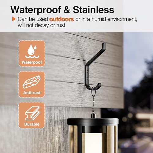 susswiff 10-Pack Coat Hook for Hanging, 20LB (Max), Stainless Wall Hooks for Towel, Hat, Backpack, Key, Clothes, Wall Mounted Coat Hanger for Closet, Metal, Black, 3.75"